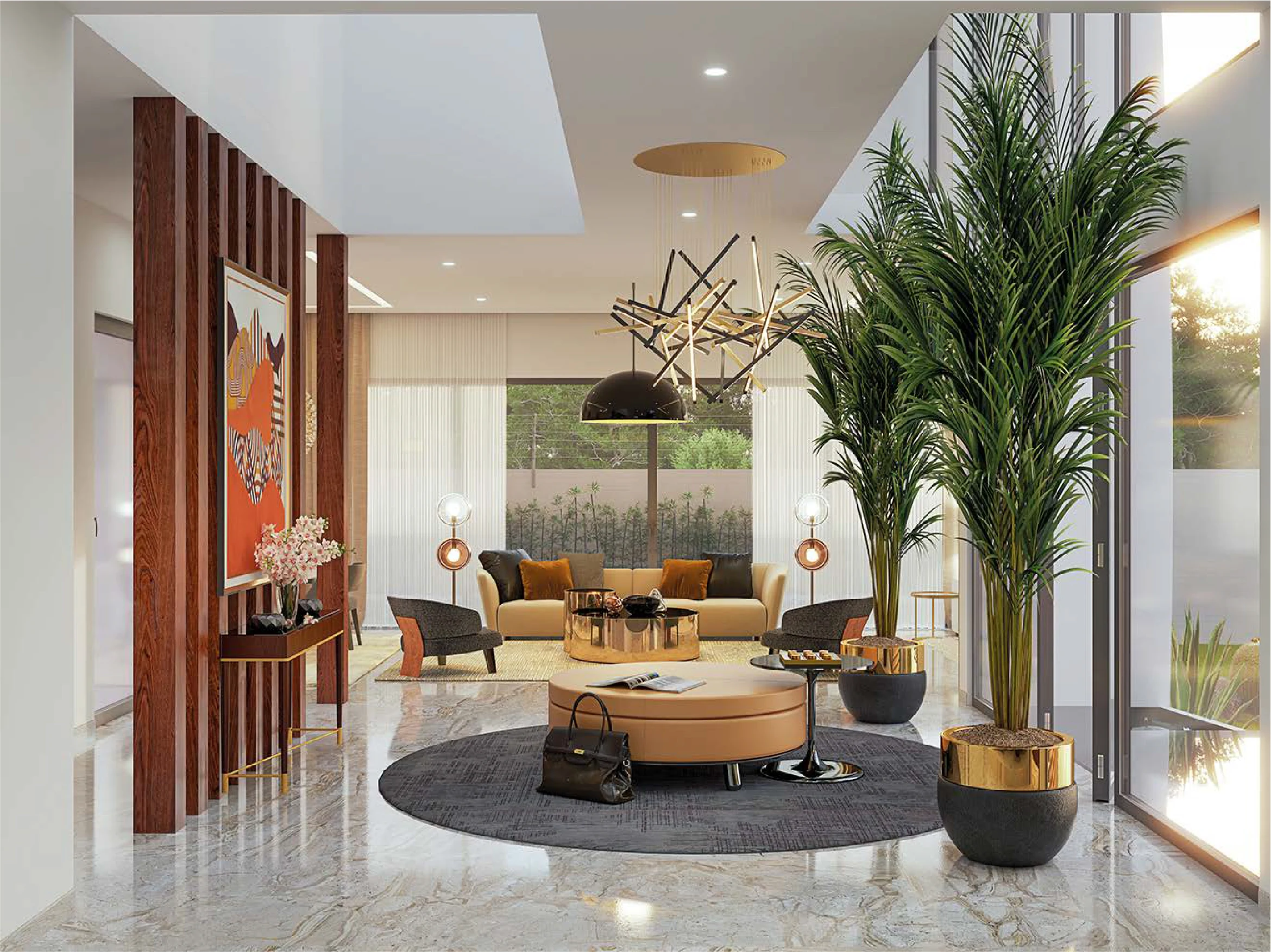 Double-volume foyer — Maple residence.